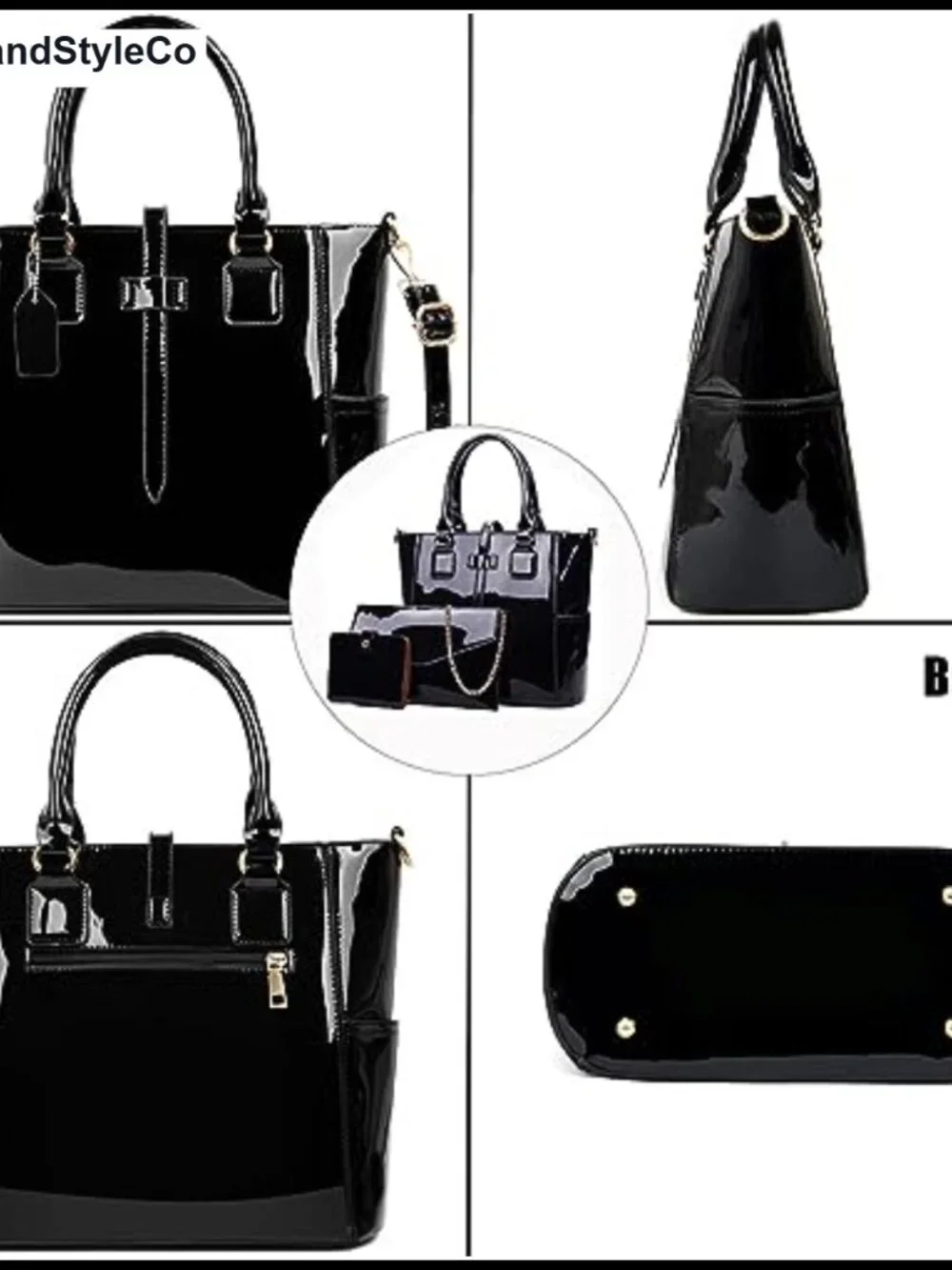 Women's 3-Piece Faux Leather Handbag Set Tote Crossbody Card Holder